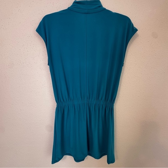 White House Black Market Teal Blue Sleeveless V-Neck Dress Mini Size Small - Picture 2 of 9